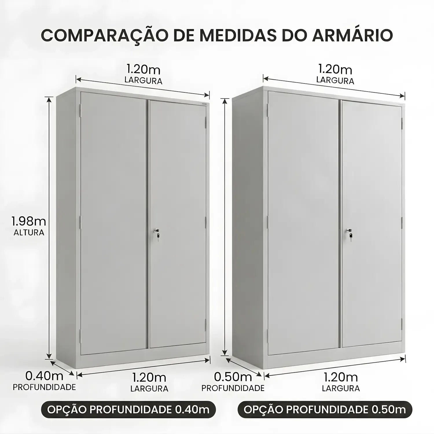 Armário de Aço 2 Portas 1,98m x 1,20m Premium - preview 3