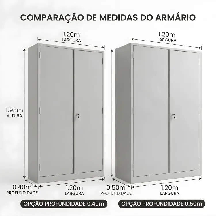Armário de Aço 2 Portas 1,98m x 1,20m Premium - imagem 3
