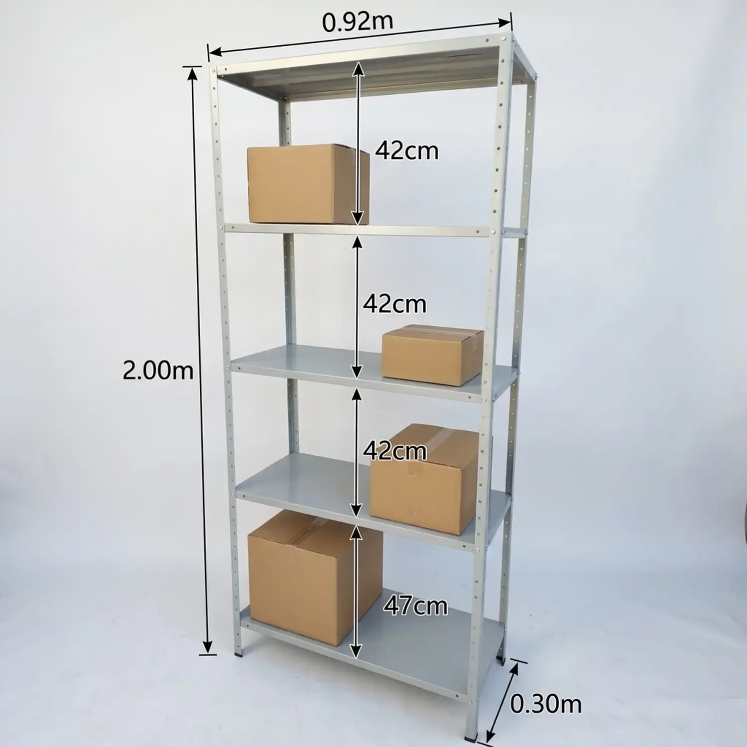 Estante de Aço 30cm profundidade com 5 bandejas cinza - preview 2